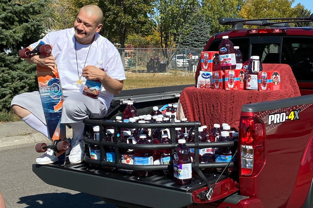 nypost's tweet photo. Ocean Spray gifts Tiktok skater a truck for Fleetwood Mac cranberry juice video https://t.co/IiiB9GO5uA https://t.co/KnjAyMqRfV