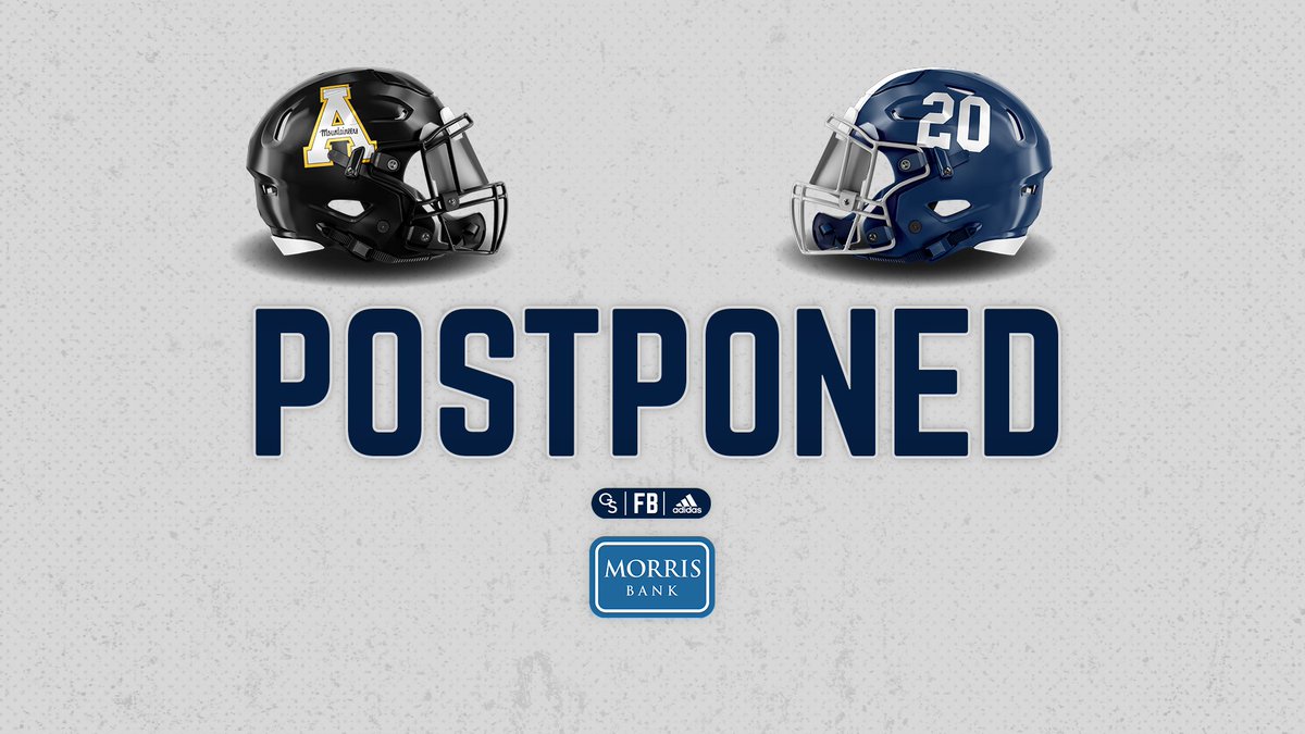 GSAthletics_FB's tweet photo. SCHEDULE UPDATE

Next Wednesday's game against @AppState_FB has been rescheduled to Dec. 12.

📰: https://t.co/Q2koDumoTF

#HailSouthern https://t.co/CYSyWaRuBe