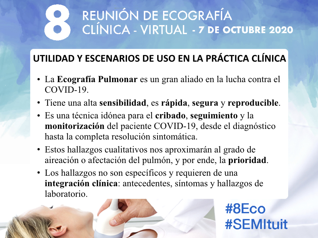 GTECOSEMI's tweet photo. Ecografía Pulmonar. Utilidad y escenarios de uso en la práctica clínica en #Covid_19. Puntos principales en #8ECO @yaletung
Síguela en directo en https://t.co/0H3I6gIDoA @SyHmedical
#SEMITuit https://t.co/CYenAZd50C