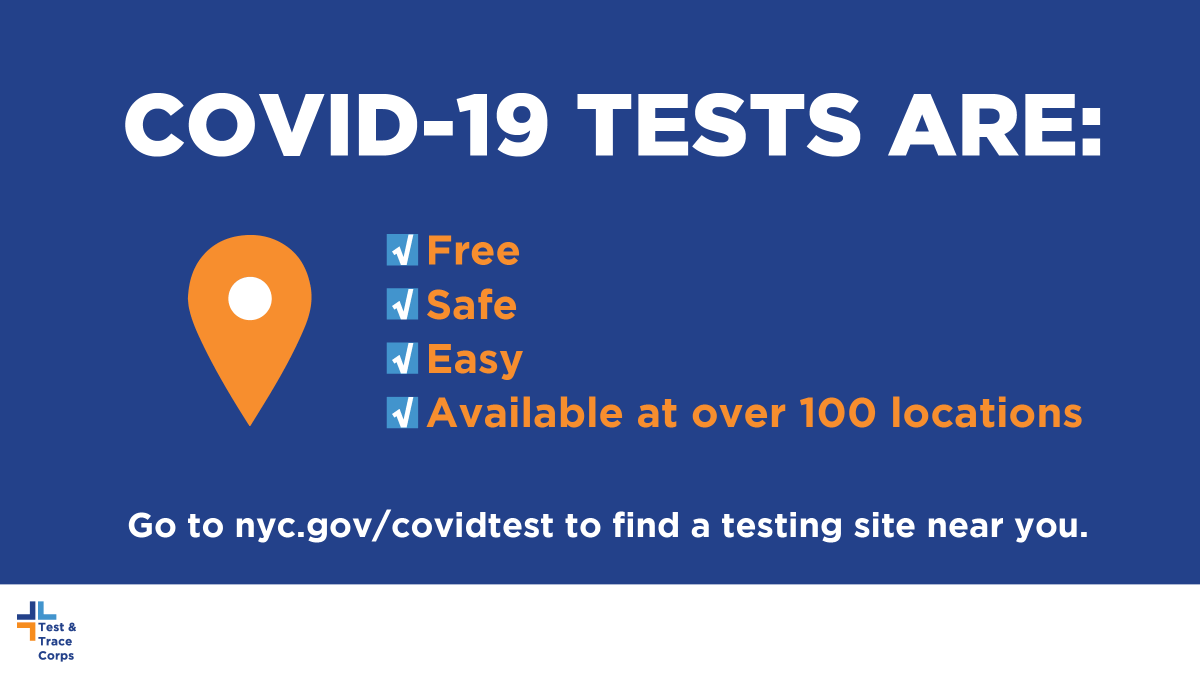 Graphic encourages New Yorkers to get a free test for COVID-19.