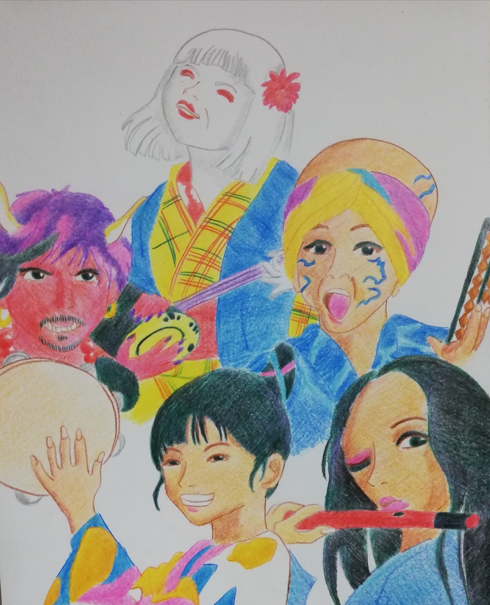 なお 妖怪シェアハウスのオープニングの皆様を描いてみました 自分絵になりました 妖怪シェアハウスロスです 妖怪シェアハウス ドラマイラスト 色鉛筆イラスト アナログイラスト 模写 自分絵 T Co Tt9zgfk0qu Twitter