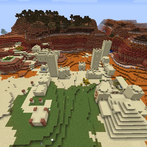 まいきー Minecraft ピラミッド付きの砂漠の村にスポーンして 目の前がメサ これはあんまり見たことのない メサ拠点 が実現できるかも ﾟdﾟ ｺﾞｸﾘ T Co U4hwfhjxvl シード Java版 1 16 3 Minecraft Java メサ