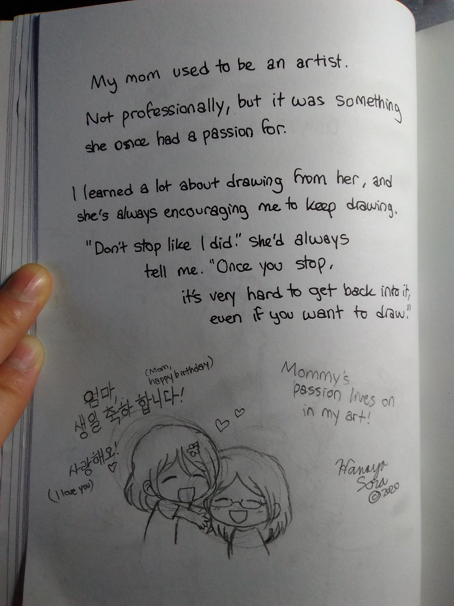 Hanayo Sora Day 7 Mom Happy Birthday Mom Thanks For Being The First One To Encourage And Help Me Improve My Art I Hope One Day I Could Help You