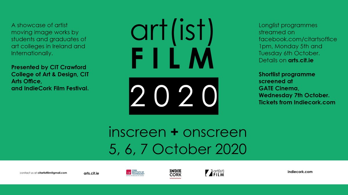 MTUArtsOffice's tweet photo. Tonight see the screening of art(ist)FILM on the @IndieCork online platform - https://t.co/DFkFi78Lhe.
Films began at 6pm!
So support these student & graduate films in this great collaboration between #CIT+#IndieCork
#ArtistFilms #filmmakers https://t.co/2WwUL8KOnu