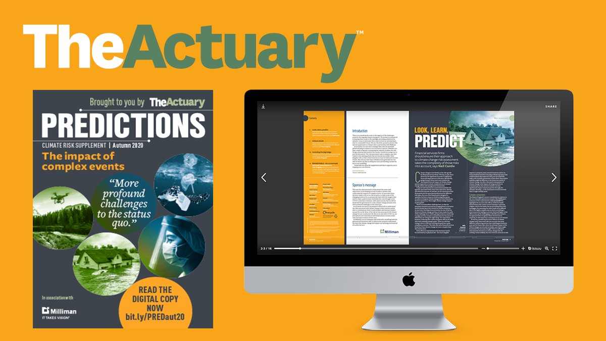 WeAreRedactive's tweet image. Have you seen the latest Predictions supplement? Brought to you by @TheActuaryMag in collaboration with @millimaninsight, they discuss the existential threat that is Climate Risk. Read here - bit.ly/PREDaut20 🌎#climatechange #riskassessment