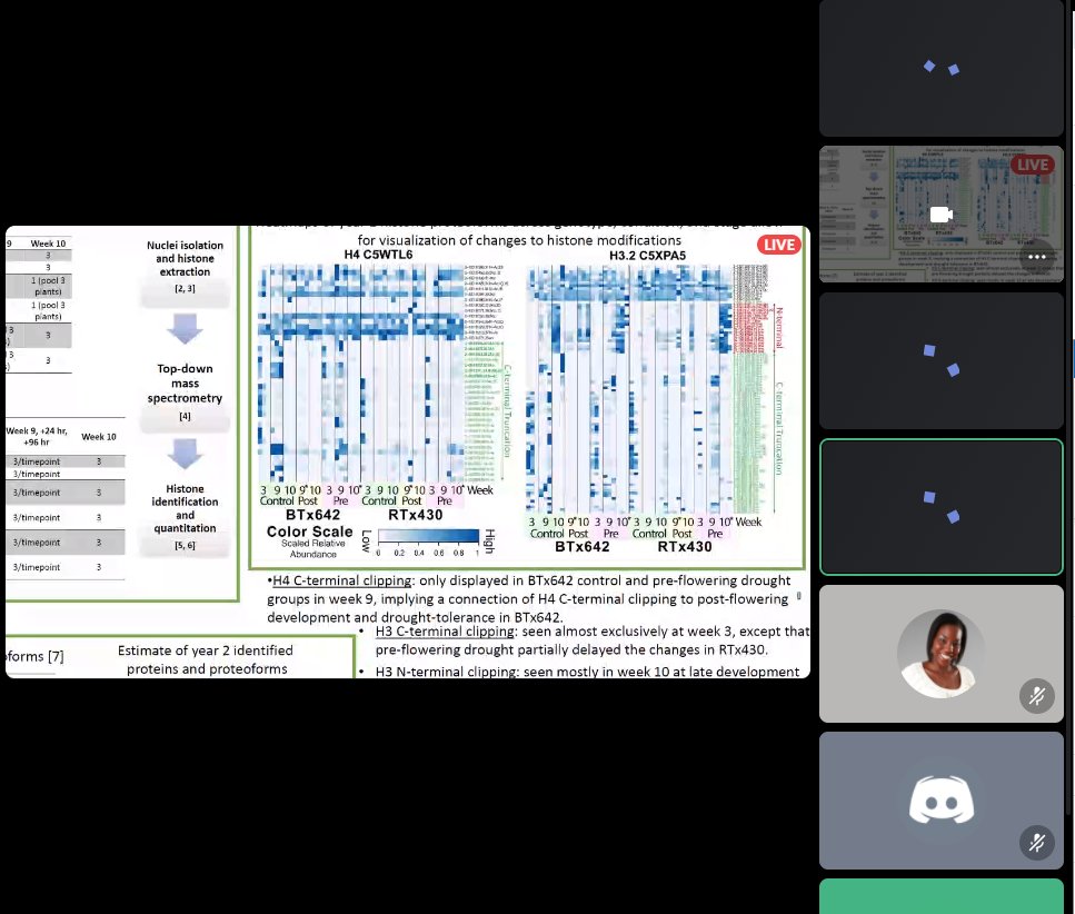 EMSLscience's tweet photo. #EMSLIntegration2020 has the coolest feature ever-virtual poster session! Hosted by @discord there are 20 presenters all discussing their posters simultaneously. Drop-in on the sessions that interest you. I dropped in on @jeneylynn @tamasvarga @inthegasphase and a few others. https://t.co/Ks1YRytQnk