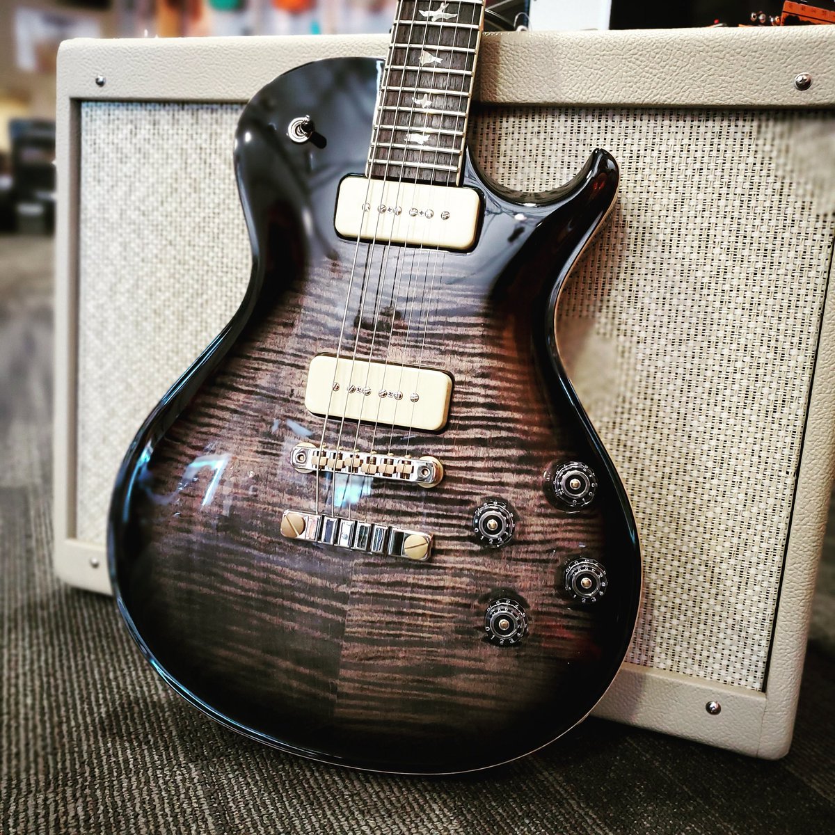 FirehouseGV's tweet photo. Say hello to this new arrival!  We just picked up this used @prsguitars 594 McCarty Singlecut P90 in a trade last week and it has us all drooling over it.  What are your thoughts on P90 pickups?  
#prsguitars #prsmccarty #594mccarty #guitarplayer #guitarcollector #usedguitars https://t.co/P9KXiecukm