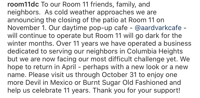 Thanks for your support. Join us on the patio through October 31.