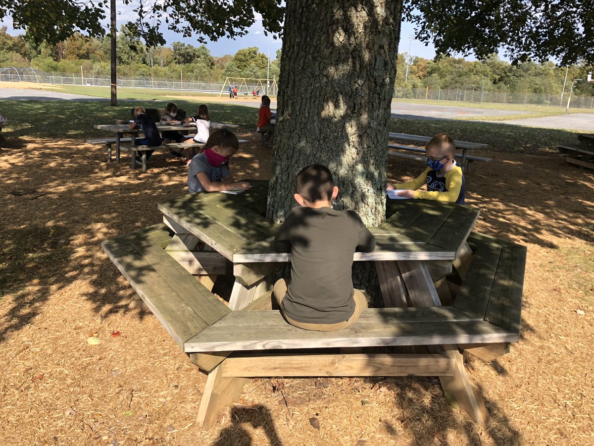 Read to self + beautiful day = reading outside #reconnectnycsd #itsalwaysabeautifuldaytoread @NESPolarBears