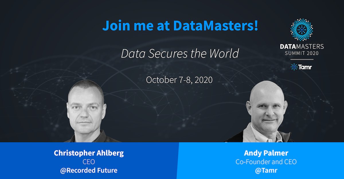Tamr_Inc's tweet photo. Coming up! @cahlberg, @RecordedFuture CEO joins @andyhpalmer for the #DataMasters summit live from @fenwaypark!

Join in: https://t.co/OJZaxqcfgh

#TamrSummit https://t.co/h9StmGbfvW