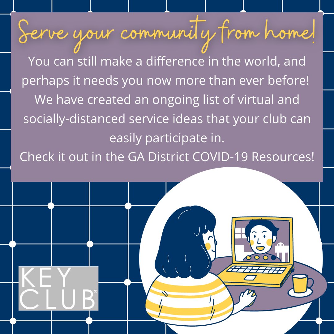 GAKeyClub's tweet image. The Georgia District Resource Folder is FULL of safe service opportunities! Go to gakeyclub.org and click on the resource drop down.