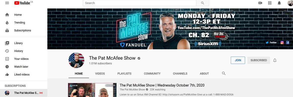 MastahWilly's tweet photo. @PatMcAfeeShow  Look forward to you and the boys + @OfficialAJHawk daily! Keep up the amazing journey and keep being you! 

Can't be a better clip than the one with you surprising the boys with 💰💰! A close 2nd is you explaining the worst play in history!
#oneofmcafeesmillion https://t.co/uKVLKcJodT