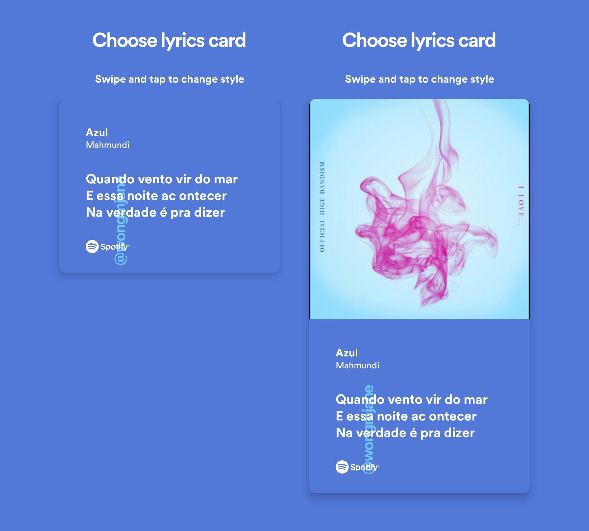 Jane Manchun Wong 在twitter 上 Spotify Continues Working On Lyrics Sharing This Is How The Lyrics Cards Look Like As Of Now T Co Xmvlnebmes Twitter