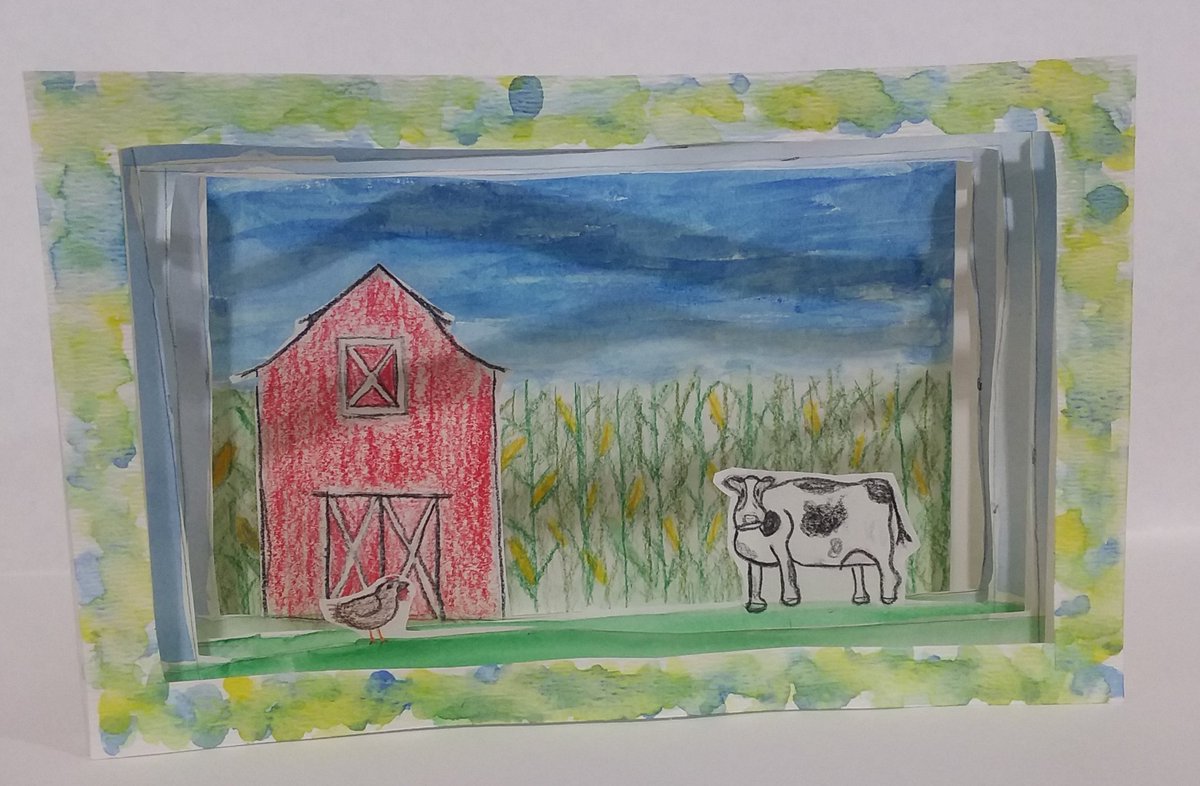 ADM_Ostrander's tweet photo. Check out this neat tunnel book! It gives viewers a sense of depth and perspective. I appreciate the artist's use of repetitive color! #admmiddleschool #admartists https://t.co/lIVgqAylUT