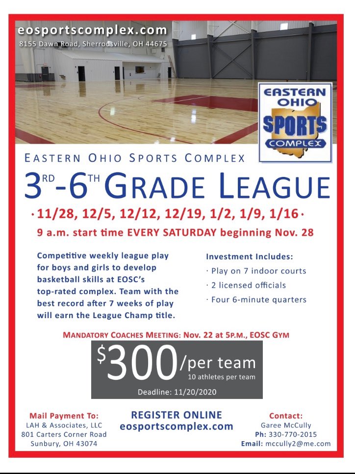EOSC Youth league, info also on our website eosportscomplex.com