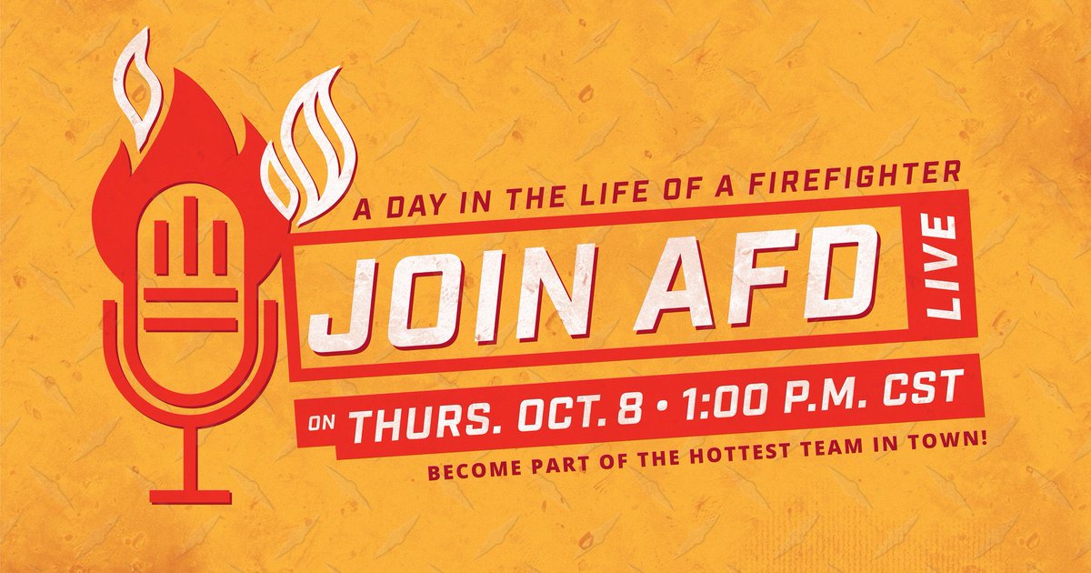 JoinAFD's tweet image. The schedule. The calls. The shift.

Want to know what a day in the life of an Austin FF is really like? Tune in tomorrow, 10/8, at 1 p.m. CDT, for the next episode of "Join AFD Live" and find out! 

We'll be at this link on YouTube: youtu.be/8zBYSEeBaLY 

#JoinAFD2021