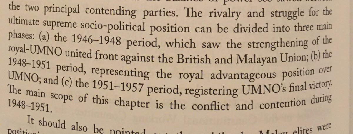 3 distinct pre-1957 period wrt Umno-Rulers relationship: