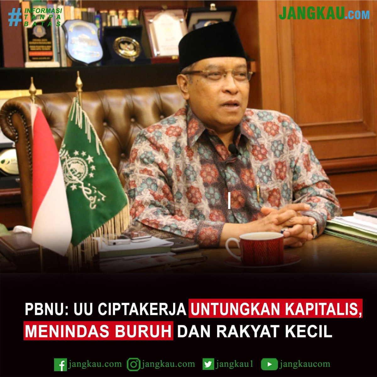 LkFadli's tweet photo. Ketua Umum PBNU Said Aqil Siroj menyatakan sikap menolak Omnibus Law UU Cipta Kerja. Menurutnya, UU tersebut jelas merugikan rakyat kecil dan menguntungkan kapitalis.
#Ciptakerja #MenindasRakyat#RugikanBuruh #PBNU #Jangkau #Cilaka #Omnibuslaw  #Jokowi #DagelanAlaRezim https://t.co/FGNs3YCcTl