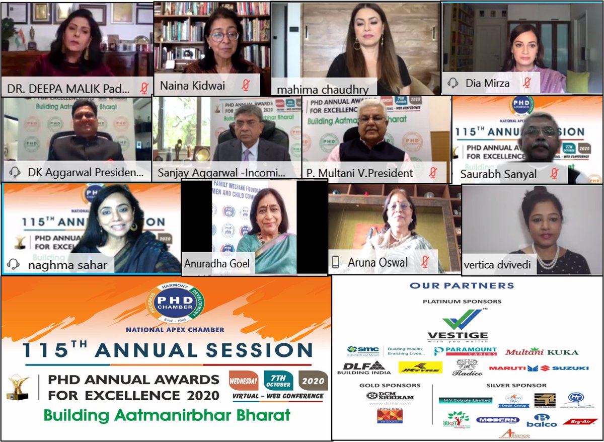 @phdchamber organized a Session on Aatmanirbhar Bharat: Role of Women in India at #PHDCCI_115AnnualSession on 7Th october 2020. Youtube Link - youtube.com/watch?v=s8eyd0… #PHDCCI #115yrPHDCCI @mahimachaudhrym #NainaLalKidwai #AtmaNirbharBharat @deespeak @MinistryWCD