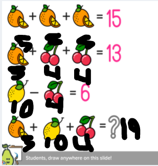 KathyPiland's tweet photo. Combining two of my favorite things for a math warm up! @PearDeck and @mashupmath - great conversations and great way to see their thoughts! #GISDintercession https://t.co/dzvDbRbqVZ