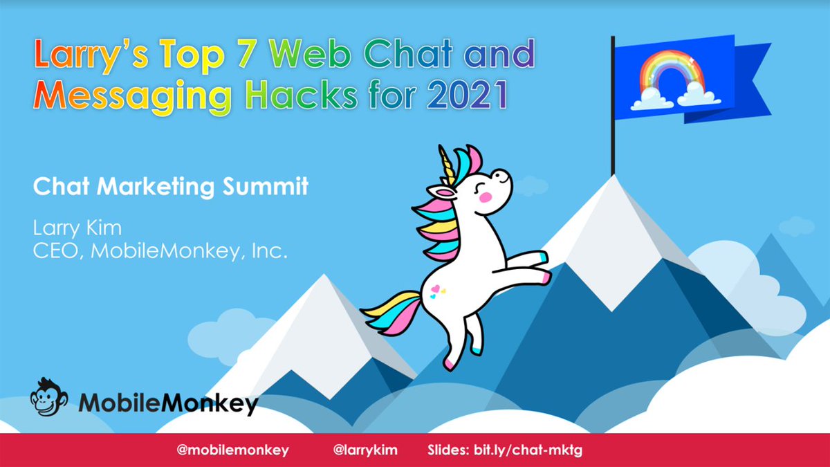 CustomersAI's tweet photo. And here we go! The Chat Marketing 2020 Virtual Summit is now officially underway!
Let’s welcome our first speaker, none other than #MobileMonkey founder @LarryKim, who is going to tell us about the “Top 7 Chat Marketing Unicorn Growth Tactics of the Not-So-Distant Future.” https://t.co/TPBYfRDX3A