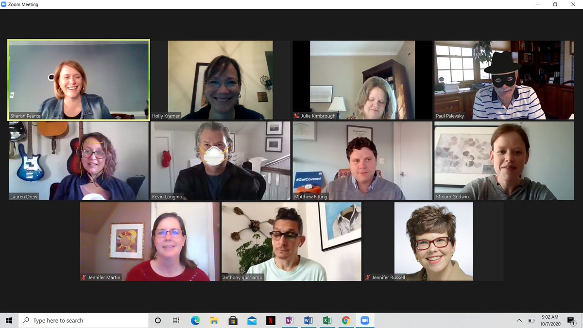 kramer_holly's tweet photo. NKF CEO Kevin Longino (see masked face) schools us on fun with Zoom.  Dr. Palevsky-soon to be NKF president shows us he is not only super smart but also very witty!  #funwithzoom @NKF_Advocacy   @NKF_NephPros  @PITTRenal https://t.co/jbVtQehyiP