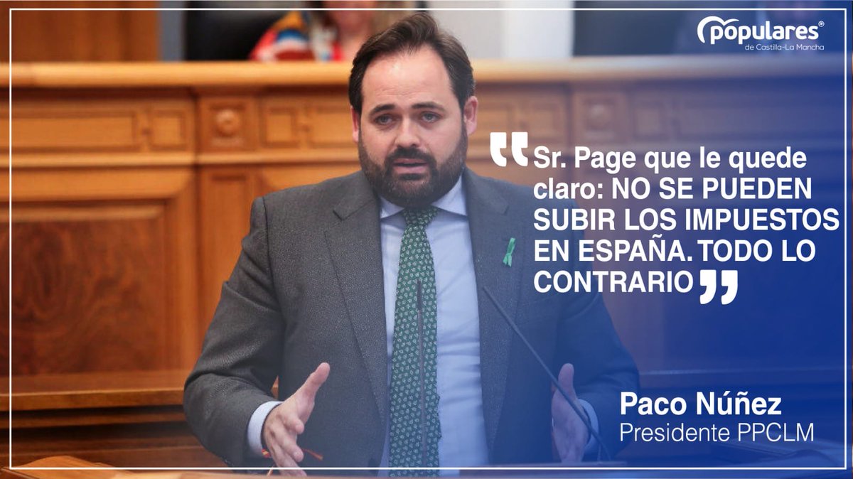 🗣 <a href="/paconunez_/">Paco Núñez</a>: “Señor Page que le quede claro: No se pueden subir los impuestos en España. Todo lo contrario”.

#DebateCLM20