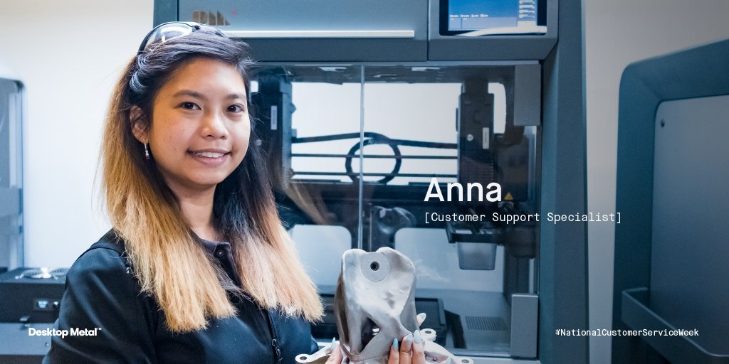 Arc_Impact's tweet photo. “At Desktop Metal, Customer Service requires a mix of engineering, people skills, writing and creativity. I love working with an incredibly sharp team who pushes me to do even better so I am constantly improving.” #NationalCustomerServiceWeek #AdvancingAM #Metal3DP https://t.co/N6m4ajF2TF