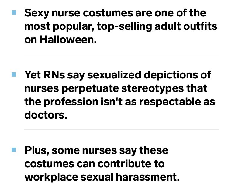 Man it literally took one google search https://www.businessinsider.com/nurses-on-what-they-think-of-sexy-nurse-costumes-halloween