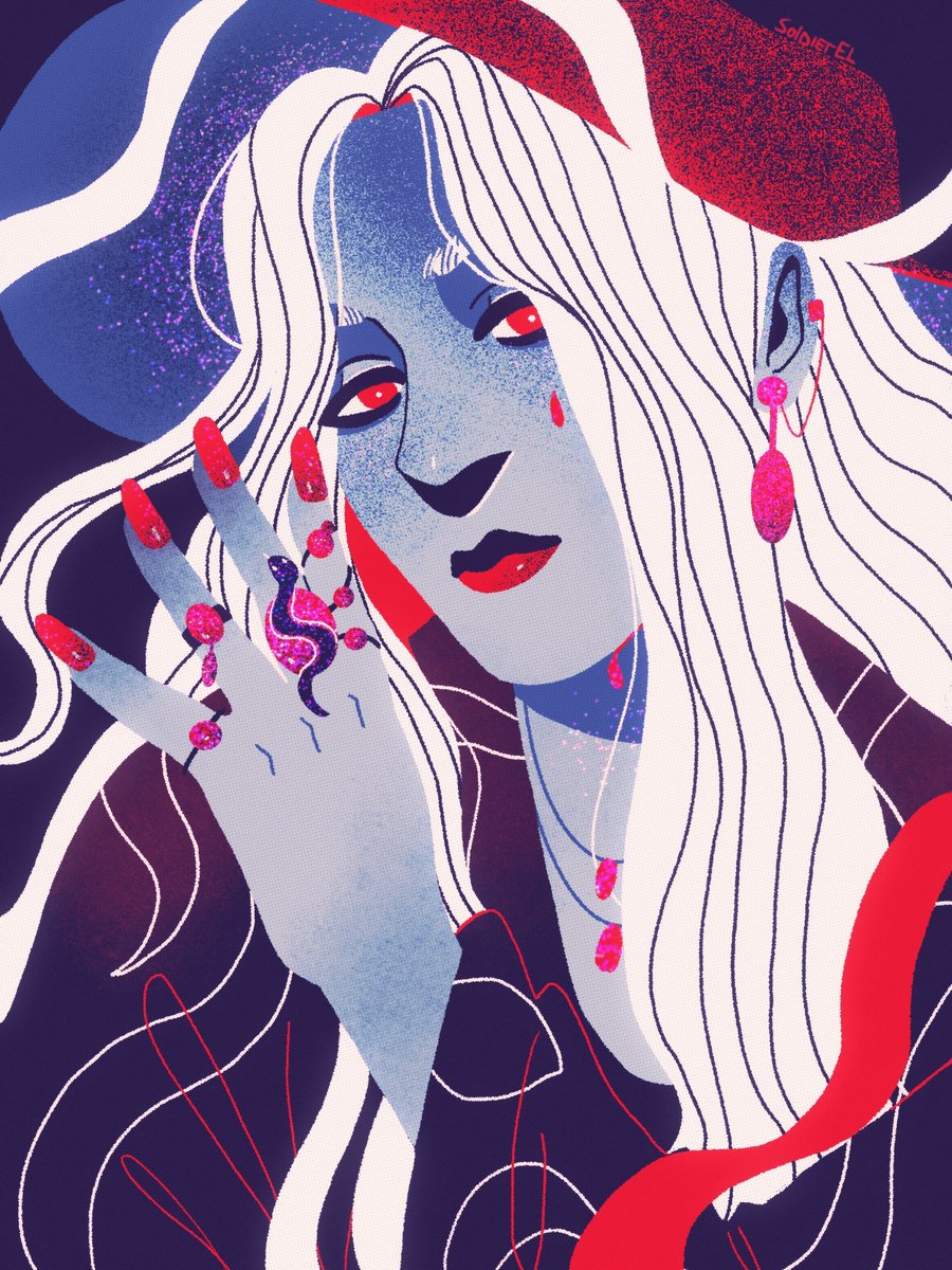 Sold1erEl's tweet photo. #Blingtober #originalcharacter 

day 2: red gems
I'm not happy with this one https://t.co/Dp1DFQ38jx