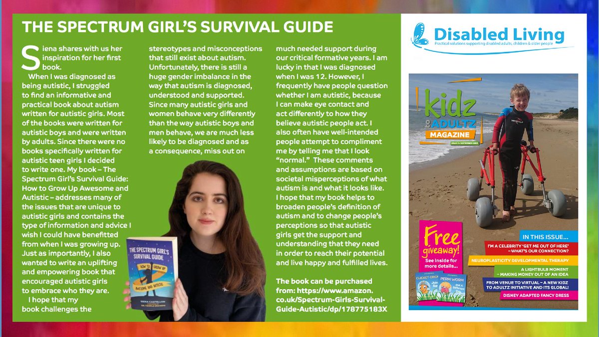 'Since there were no books specifically written for #autistic teen girls I decided to write one. My book addresses many of the issues that are unique to autistic girls & contains the type of information & advice I wish I could have benefitted from when I was growing up.'