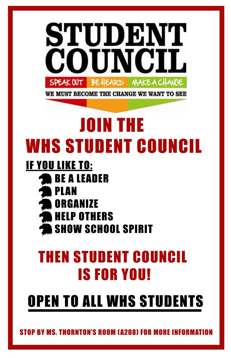CoWillowridge's tweet photo. Join Student Council!
Help make a difference at school and in the community!
#willowridgehs #blazeblue #classandcharacter #soar #whsstuco https://t.co/DyD2UsqJ7K