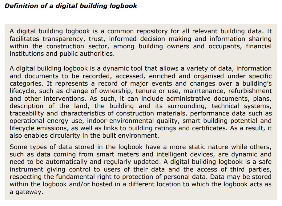 Jonathan_Volt's tweet image. What is a Digital Building Logbook? And how can it contribute to EU policy goals?🧐 We tried to answer it all in this report for the European Commission 🇪🇺
op.europa.eu/en/publication…

#DigitalBuildingLogbook #MaterialPassport #Construction2020 #RenovationWave #CircularEconomy