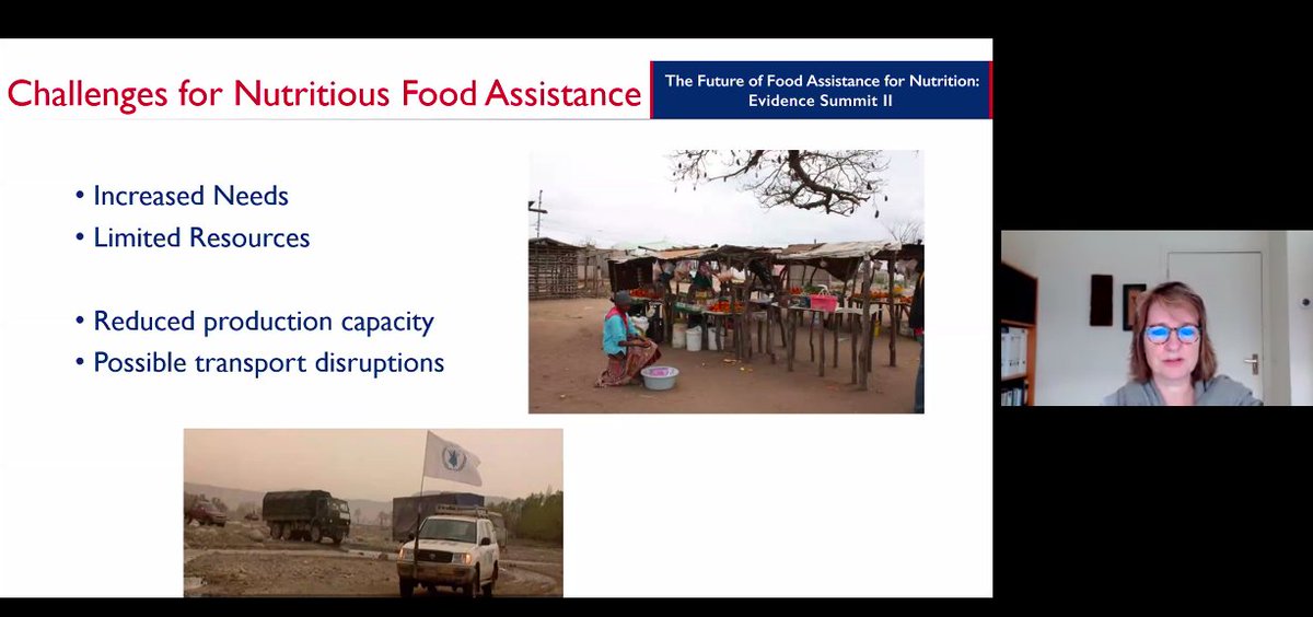 #COVID19 has posed a multitude of challenges to #foodassistance, as referenced by @saskiadepee in Plenary IV:

- ⬆️ needs
- ⬇️ resources
- ⬇️ production capacity
- ⬆️ transport disruptions

#evidence4nutrition2 #pandemicnutrition #COVIDnutrition