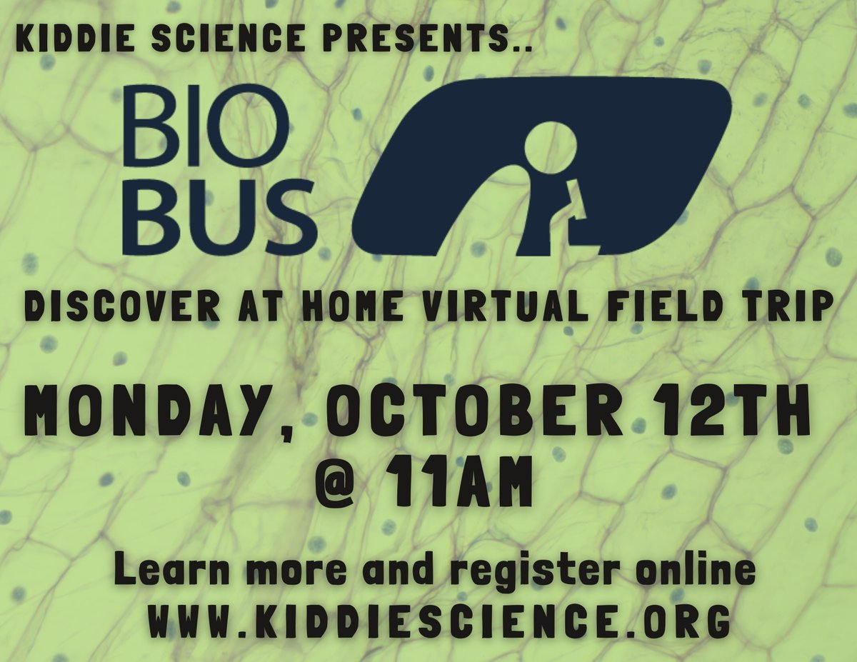 KiddieScience's tweet image. **2 spots left** Join us on Monday for a virtual BioBus field trip with Kiddie Science, Inc. We'll be learning about and exploring research-grade microscopes and taking a closer look at science! Learn more and register online- form.jotform.com/202466421478962