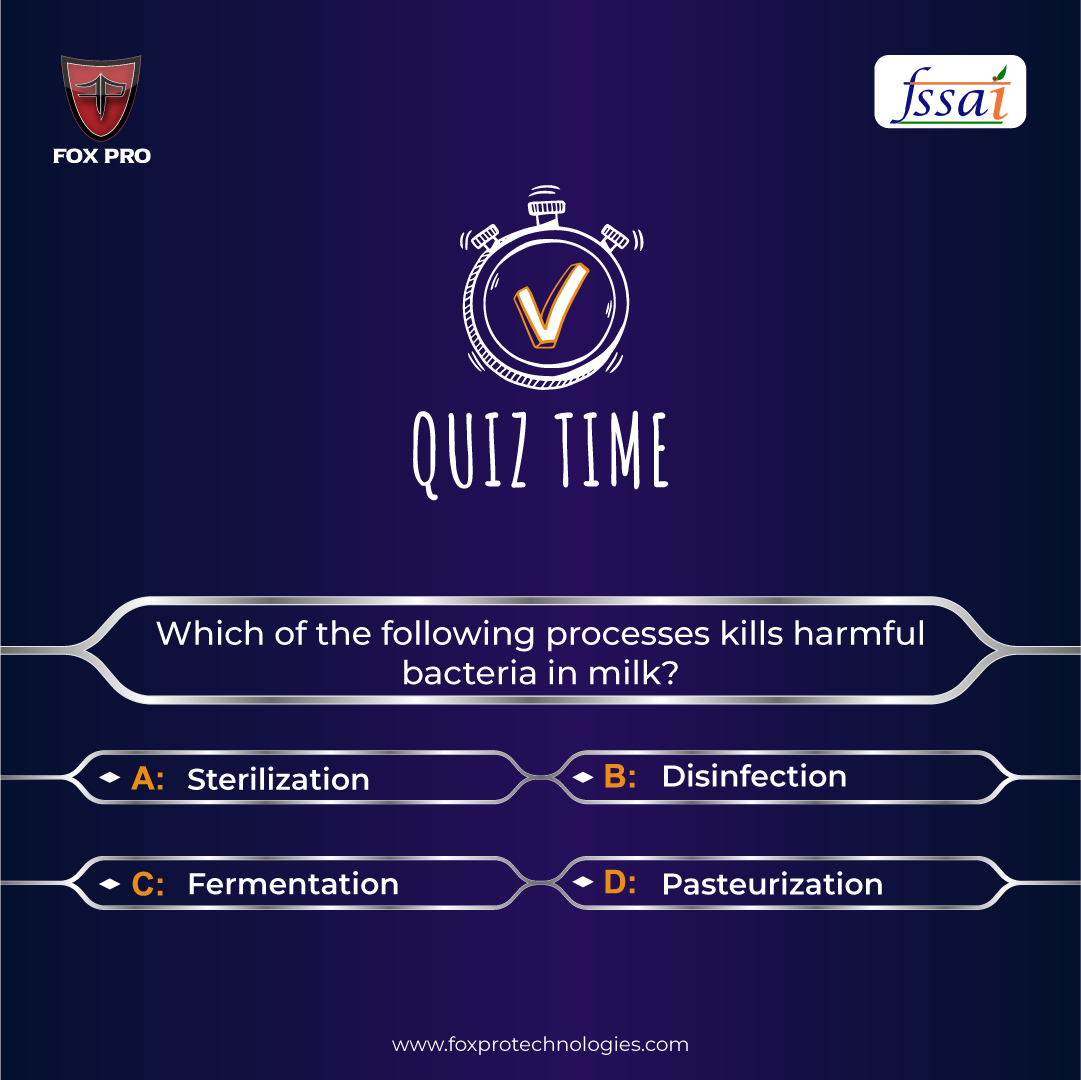 FoxProTechInc's tweet photo. Which of the mentioned processes kills harmful bacteria in milk?

Comment your answer below.

#FoxProTechnologies #FSSAI #EatRightIndia #FOSTAC #Quiz #QuizTime #Contest #ContestAlert https://t.co/a9BQo949TS