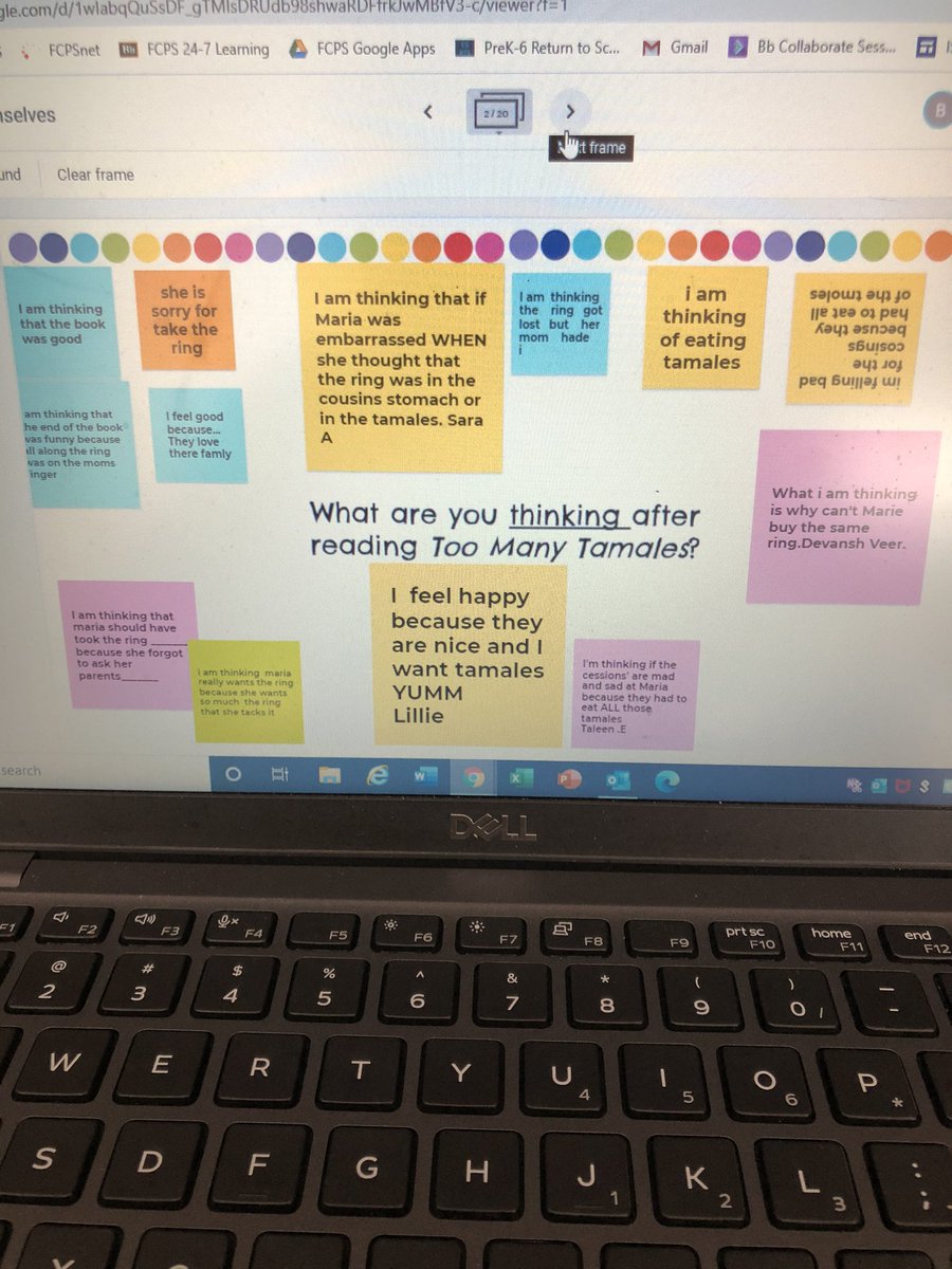 MrsTheobald3rd's tweet photo. These engaged readers identified their thoughts, feelings and wonderings after reading Too Many Tamales. We love using google jamboard to see our classmates’ engagement with the book! The collaboration and thinking is outstanding 👏🏼 https://t.co/Zk4ShdFu4z