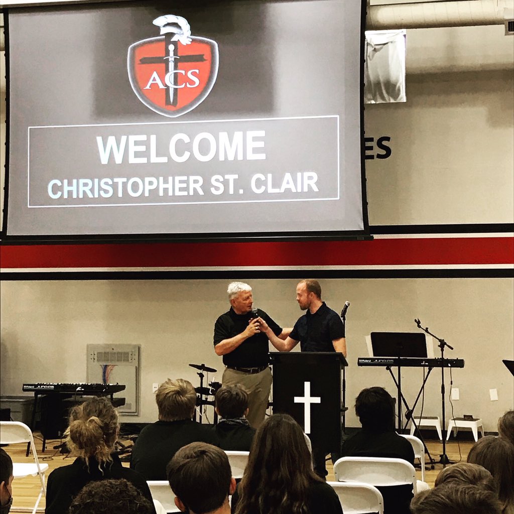 ACS welcomes Christopher St. Claire from First Baptist Church Clute. Join us for a message on what it costs to follow Jesus. 
facebook.com/Angleton.Chris…