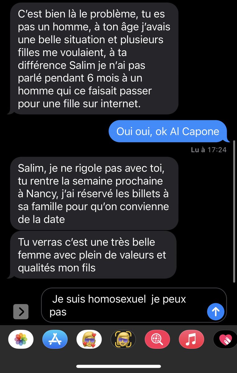 Ptdr mais c’est un ouf mon père, j’ai fais quoi pour mérité cette conversation