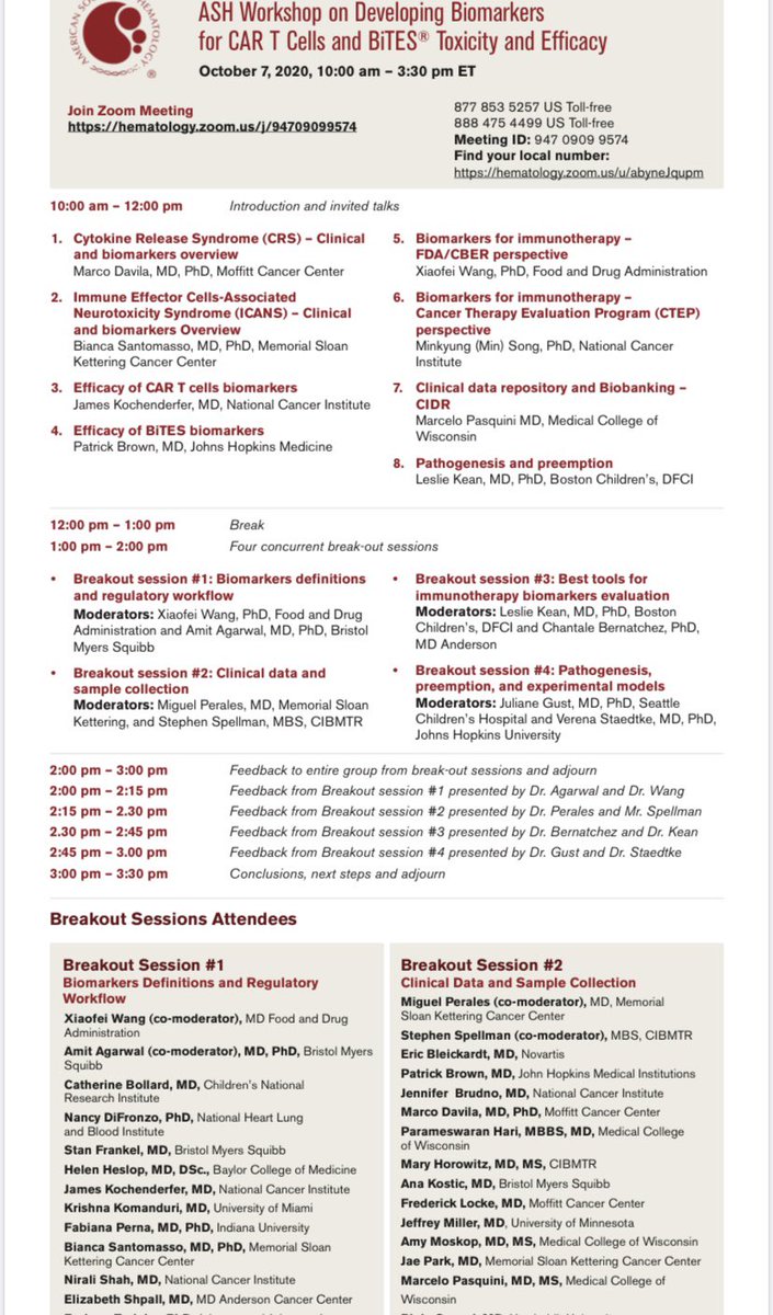 Glad to be part of this superb panel of experts working on developing #biomarkers for #CART cells toxicity and efficacy. Great talks and insightful comments from top academics and pharma moving this emerging field forward. <a href="/ASH_hematology/">ASH</a> #workshop #FDA