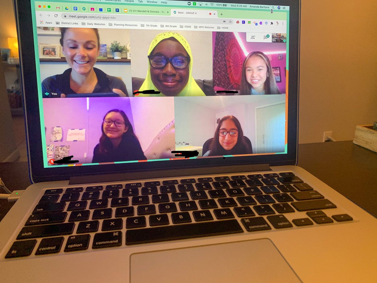 MrsBartoneESMS's tweet image. Shout out to these Teams who met today!! When I hopped on their Meets, they were discussing their book - how their characters changed, analyzing quotes and using evidence!! So proud of these student leaders for facilitating their own learning #LearningIn2020