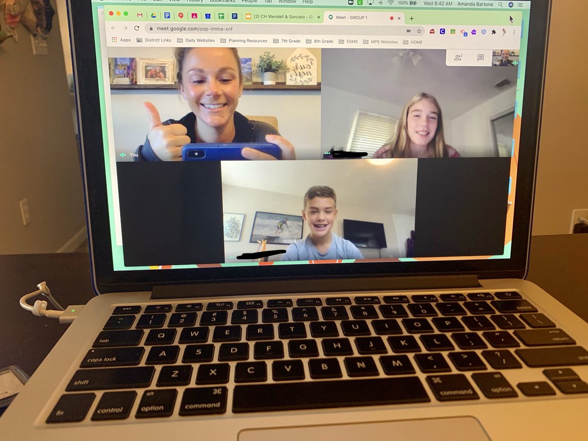 MrsBartoneESMS's tweet image. Shout out to these Teams who met today!! When I hopped on their Meets, they were discussing their book - how their characters changed, analyzing quotes and using evidence!! So proud of these student leaders for facilitating their own learning #LearningIn2020