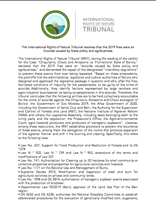 First: Why is this happeningLegislation in  #Bolivia passed by the Morales govt & expanded by Añez caused the fires crisis in 2019+2020 in order to expand agribusiness area. Read a fair summary of these laws on the  @rights_nature sentence about the 2019 fires here 