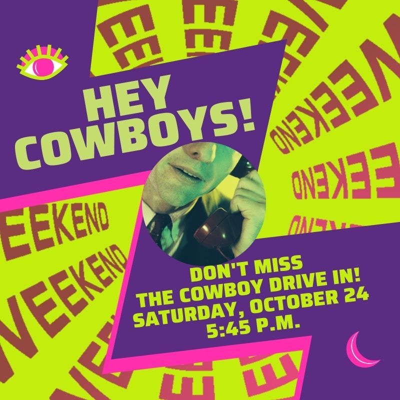 Cowboy Drive-In
Saturday, October 24, 5:45 p.m. 

The cost is $25 per person, with a limit of five people per vehicle.

Deadline for RSVPs is Friday, October 16th.

nmhu.edu/cowboy-drive-i…

#nmhu #nmhualumni
