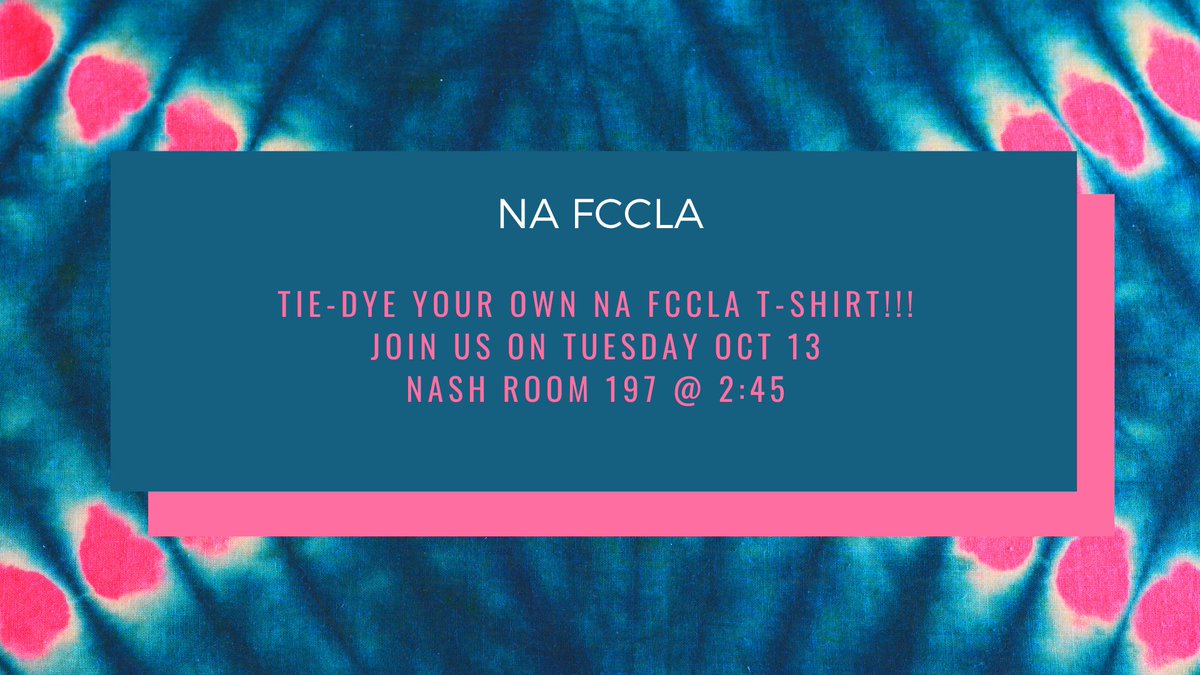 NA FCCLA is off to a great start! Join us on Tuesday Oct 13 for tie-dying club t-shirts! Please fill out this form: docs.google.com/forms/d/e/1FAI… to order a shirt! If you haven't been to a meeting yet, no problem! See you there! #NACA #NASDLearns @ndirdaNA <a href="/NAI_Tigers/">NAI</a>
