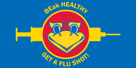 Beak_Healthy's tweet photo. Get the shot, not the flu! Available by appointment only. Students – schedule through patient portal. Faculty/Staff – schedule at 785-864-9507. Details➡️https://t.co/zpITKW9sR9. #ThruWithTheFlu #KansasFightsFlu #GetAFluVax #HealthcareJustForJayhawks https://t.co/9ZUdOD7PKX