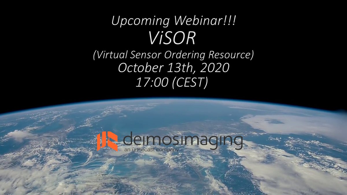 Don't miss the upcoming webinar #ViSOR! our unique and powerful interface that allows you to manage our extensive Constellation of Satellites! #EarthObservation #RemoteSensing #SatelliteImagery

Just click here to register:
forms.gle/cpVK2zyijircAR…

¡Join us!