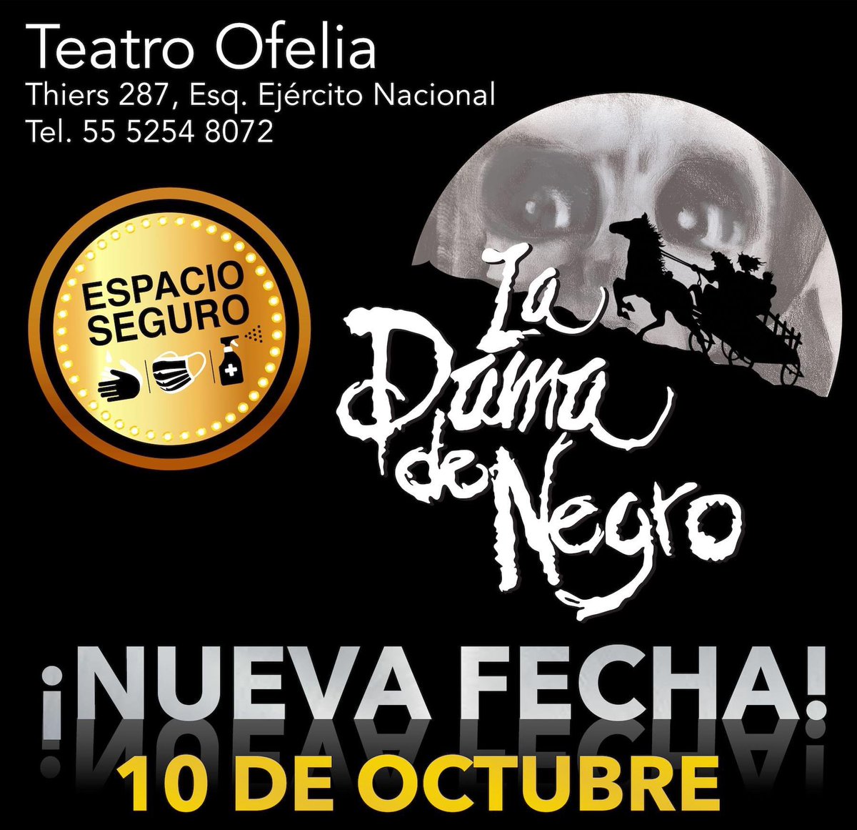 Ya tenemos nueva fecha. El próximo sábado 10 de Octubre dos funciones de <a href="/LaDamadeNegroMX/">La Dama de Negro</a>  boletos en <a href="/Ticketmaster_Me/">Ticketmaster México</a>