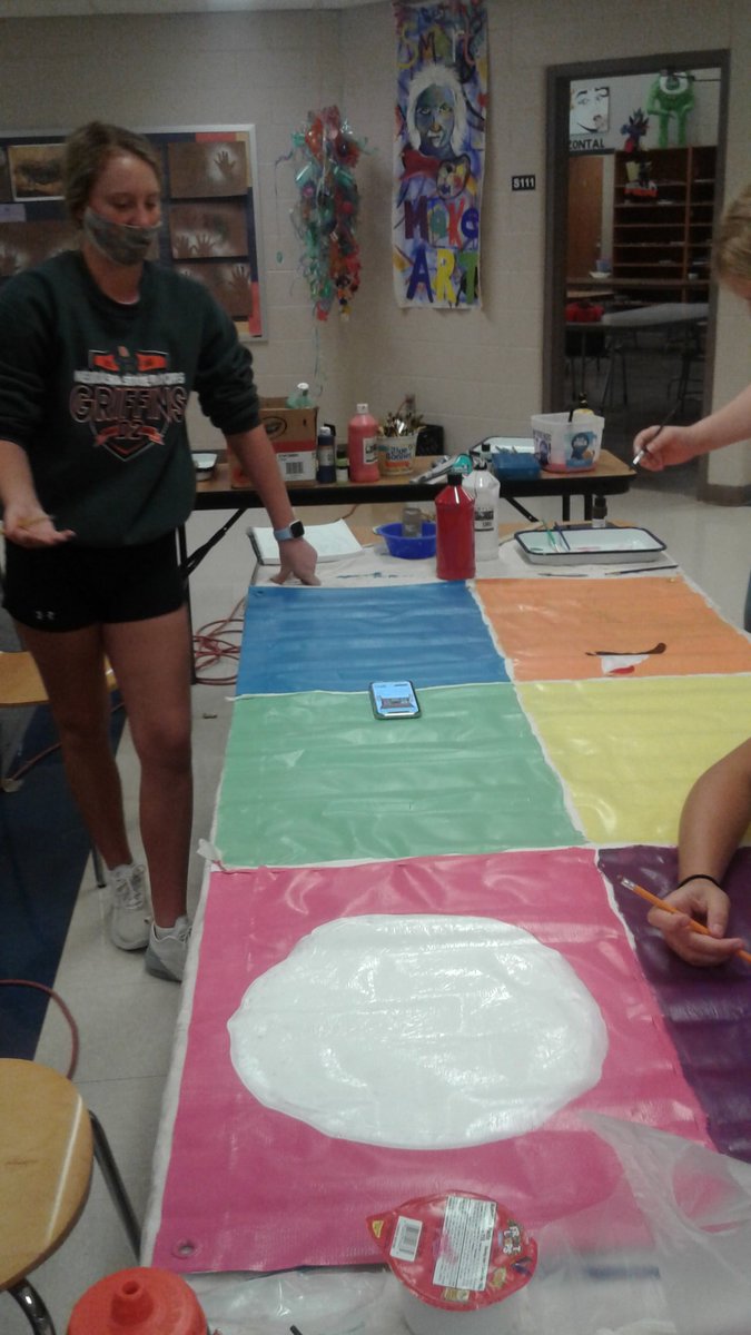 Hastings college mural day, theme just desserts. Taylor carnell,  Paige hemminger,  faith husband,  Cassie klien. Keep checking for updates painting stops at 2:30. #freemanfalcons