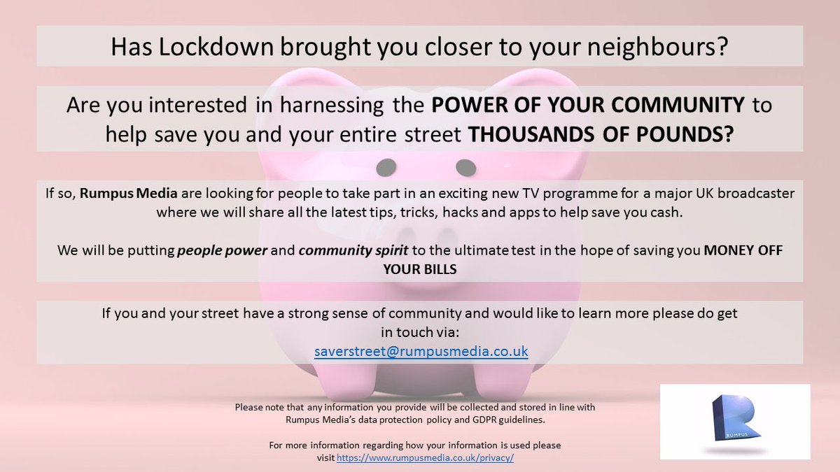 Looking for households / entire streets in Bristol who want to save £££s email saverstreet@rumpusmedia.co.uk for more info.